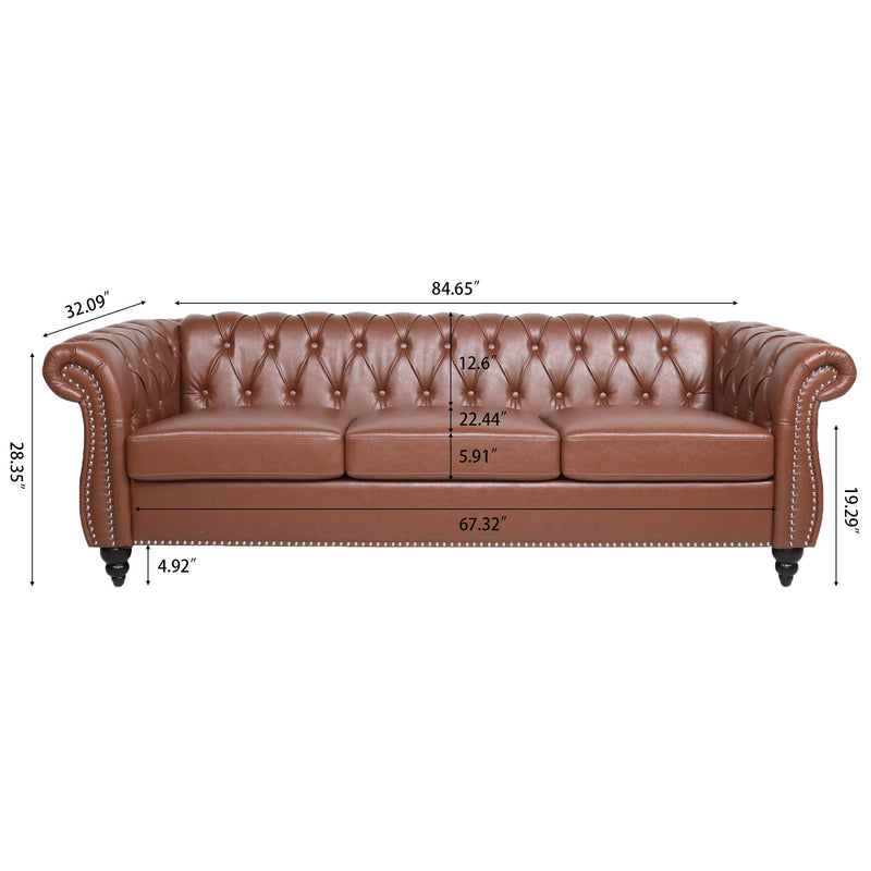 Rolled Arm Chesterfield 3 Seater Sofa