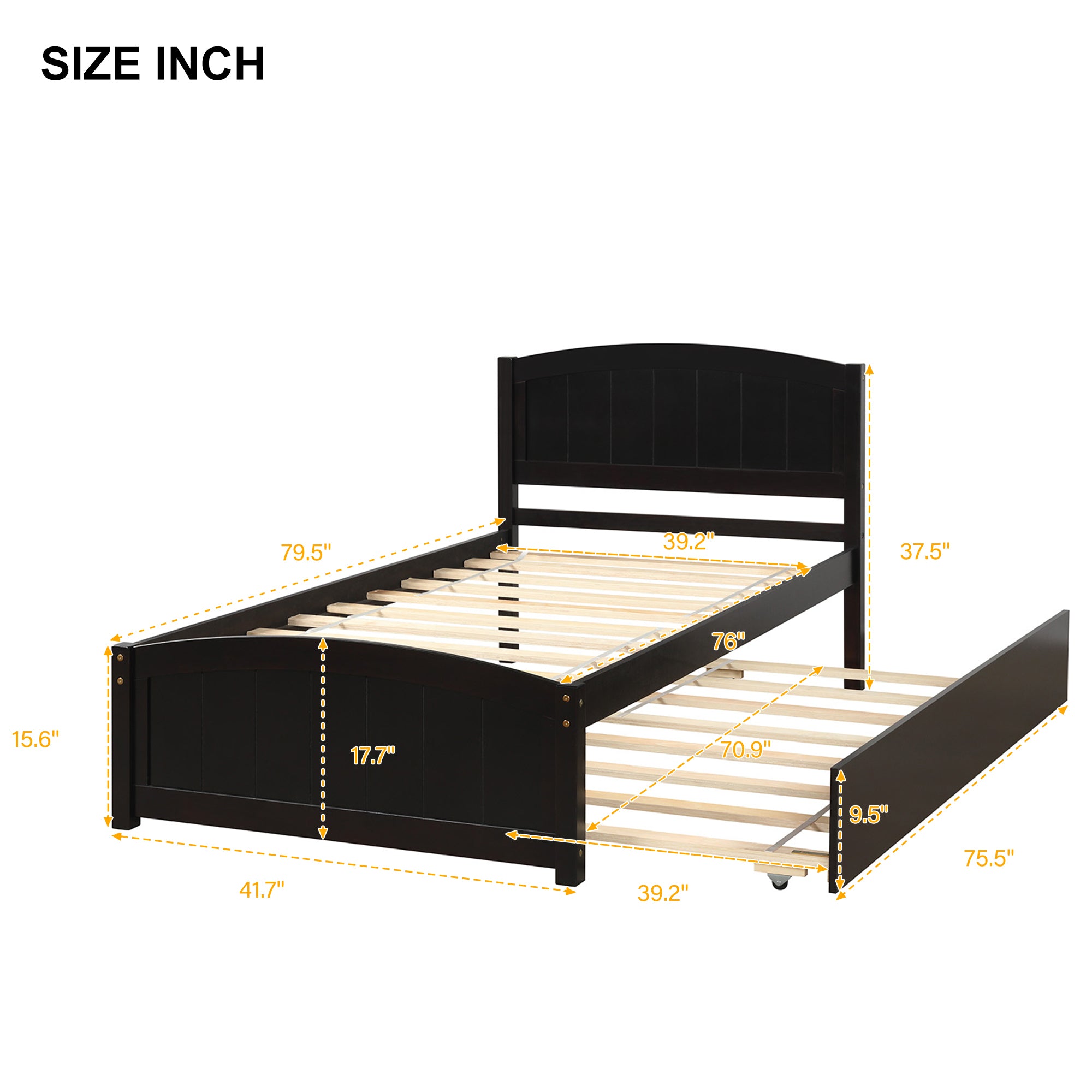 Twin size Platform Bed with Trundle, Espresso - Atlantic Fine Furniture Melbourne FL