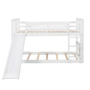 Twin Over Twin Bunk Bed with Slide and Ladder, White (Old SKU：LP000108AAK)