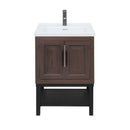 Modern Freestanding Bathroom Vanity With Ceramic Sink, Hot And Cold Faucet, Storage Cabinet & Open Shelf