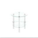 Transparent Oval Glass Coffee Table, Modern Table In Living Room Oak Wood Leg Tea Table 3-Layer Glass Table