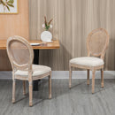 Homcom - French Style Upholstered Dining Chair Set, Armless Accent Side Chairs With Rattan Backrest And Linen-Touch Upholstery (Set of 2) - Cream White