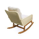 Contemporary Minimalist Wicker Rocking Chair Set With Soft Polyester Cushions And Durable Wooden Frame For Indoor And Outdoor Spaces - Ivory