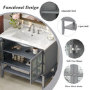 Bathroom Vanity With Ceramic Sink, Adjustable & Open Shelf