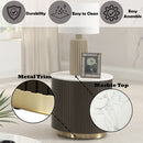 Clayten - End Table - White Natural Marble Top & Espresso