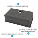 33" Undermount Kitchen Sink Single Bowl Ledge Workstation In 16 Gauge Stainless Steel - White