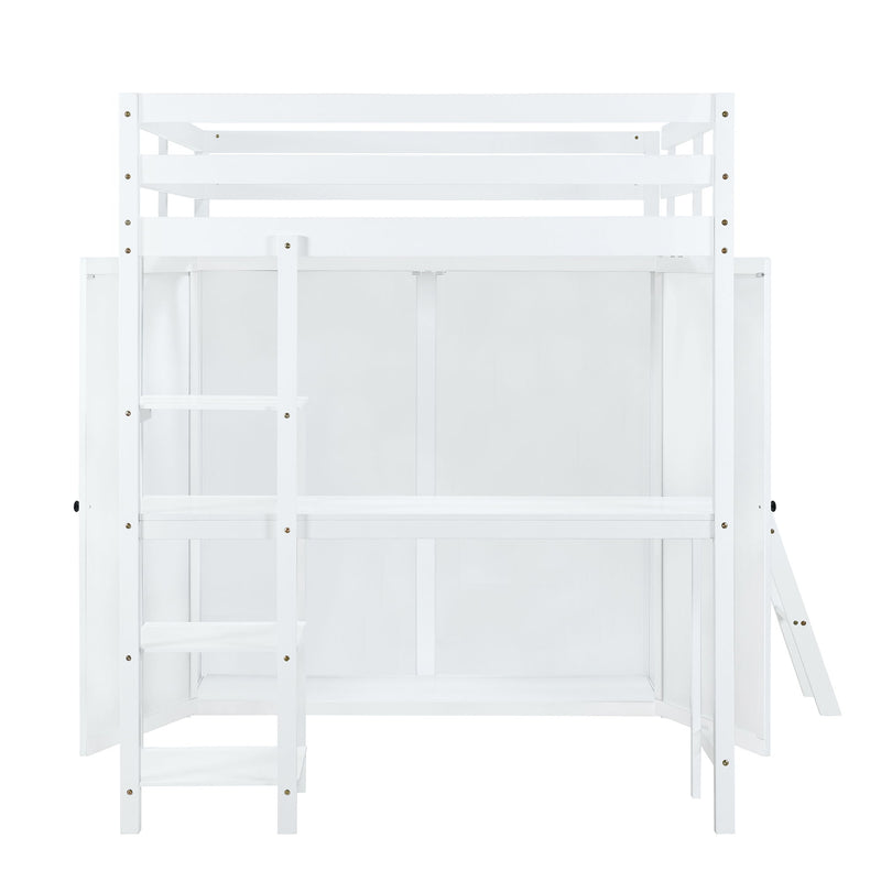 Loft Bed With Wardrobe And Desk And Shelves