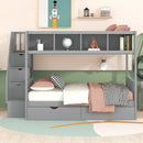 Bunk Bed With Shelfs, Storage Staircase And 2 Drawers
