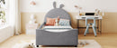 Twin Size Upholstered Daybed with Rabbit Ear Shaped Headboard, Gray