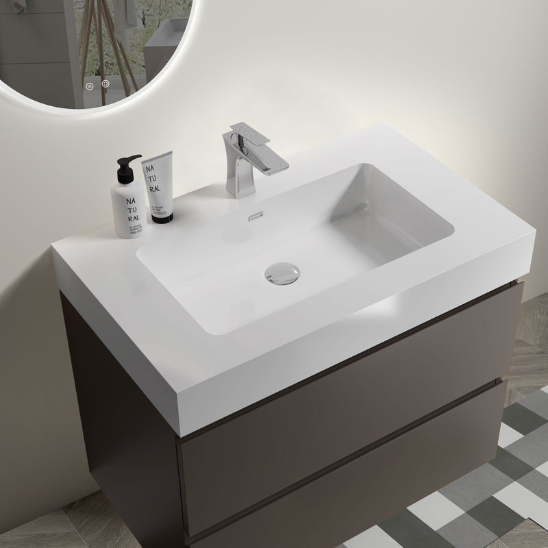 Alice - Bathroom Vanity With Sink, Large Storage Wall Mounted Floating Bathroom Vanity For Modern Bathroom, One-Piece Sink Basin Without Drain And Faucet