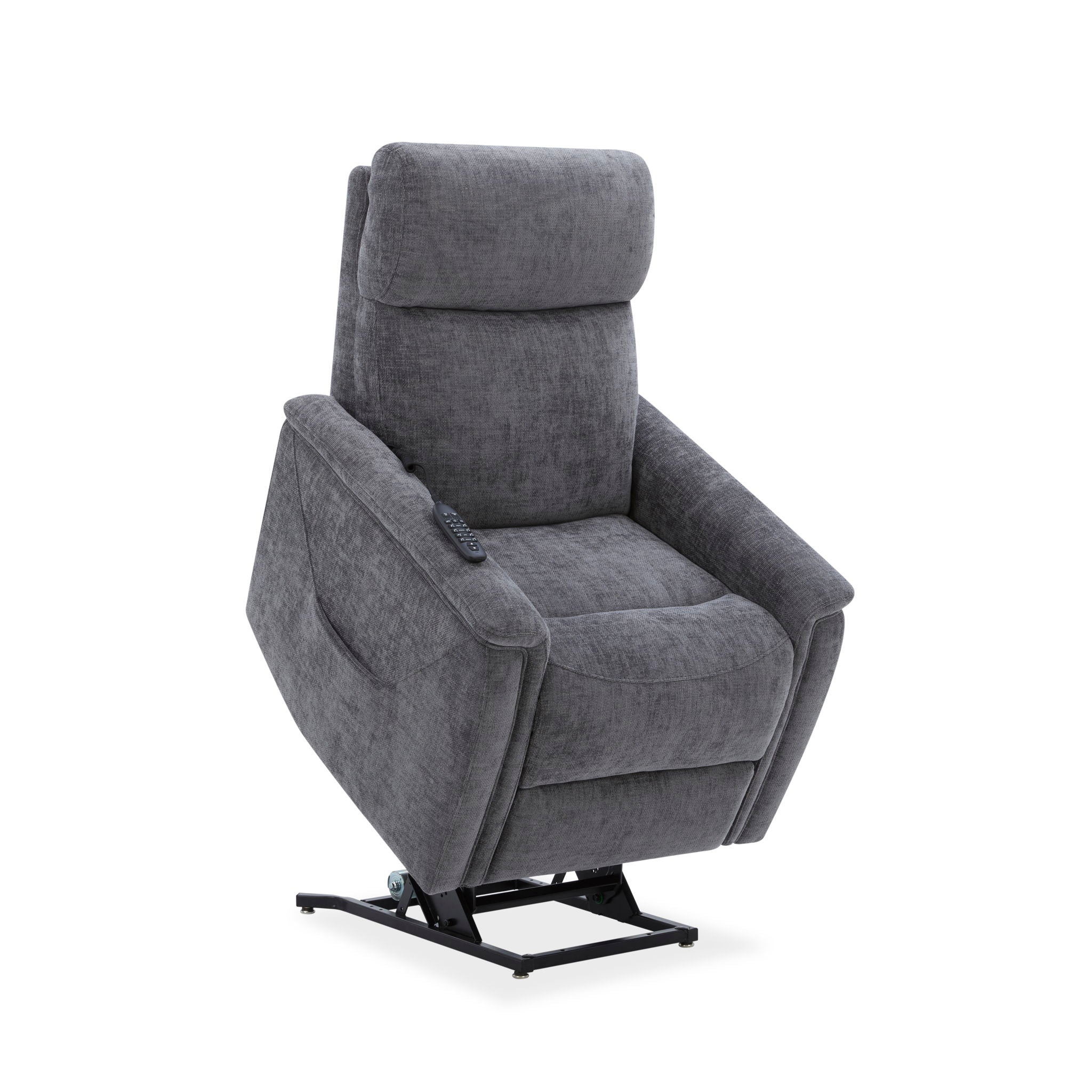 Luma - Petite Power Lift Recliner With Power Headrest, Lumbar, Heat & Massage - Dark Gray