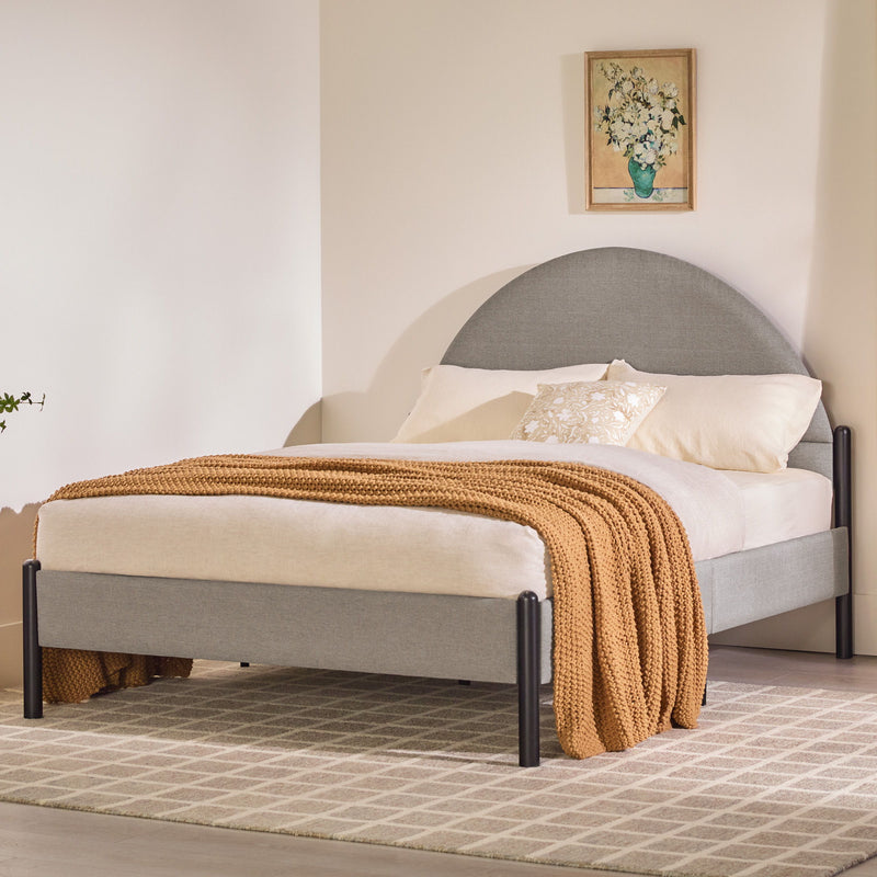 Bed Modern Upholstered Curved Headboard