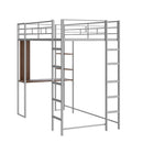 Twin Metal Loft Bed with 2 Shelves and one Desk ,Silver(Old SKU: MF281206AAN)