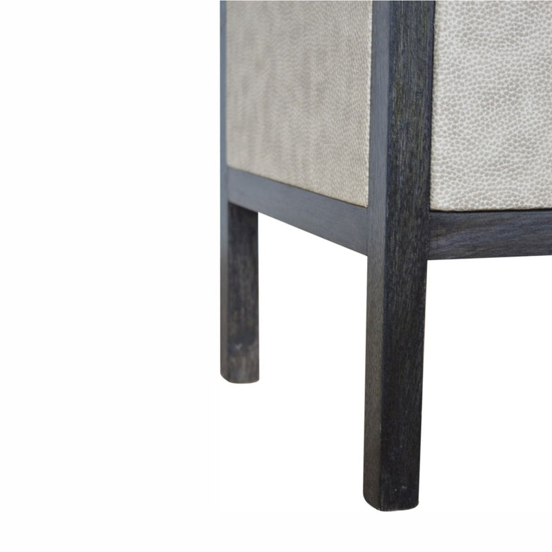 Faux Leather Nightstand, 3 Drawer - Black