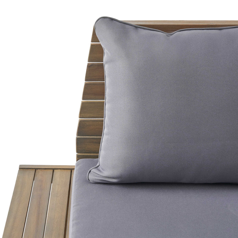 Aticus - 4 Person Outdoor Seating Group With Cushions, Slatted Club Chair - Dark Gray
