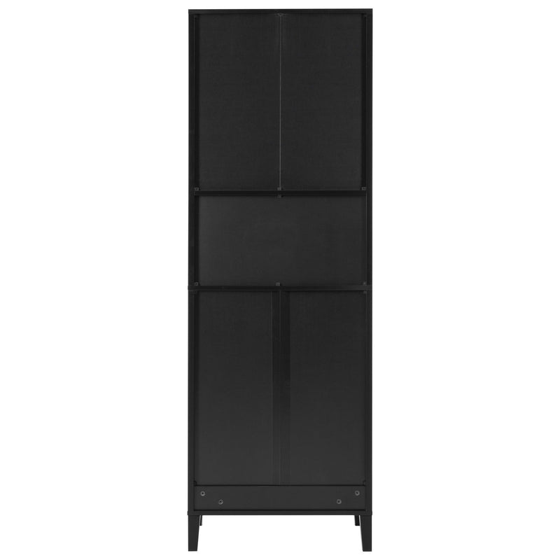 Freestanding Tall Bathroom Cabinet With Soft Close Doors And Adjustable Shelves - Black