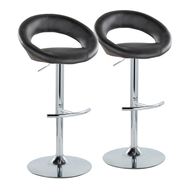 Posh - Contemporary Adjustable Barstool With Swivel With Rounded T Footrest (Set of 2)