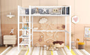 Loft Bed With 4 Tier Shelves And Storage