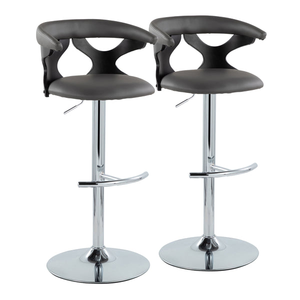 Gardenia - Contemporary Adjustable Barstool & Swivel With Rounded T Footrest Unique Design (Set of 2)