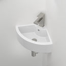 Triangle Porcelain Wall Mount Vessel Sink With Single Faucet Hole & Overflow - White