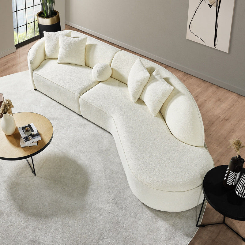 Elijah - Japandi Curvy Sectional Sofa - Beige
