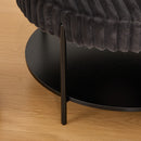 Modern Upholstered Round Ottoman Coffee Table With Storage Shelf