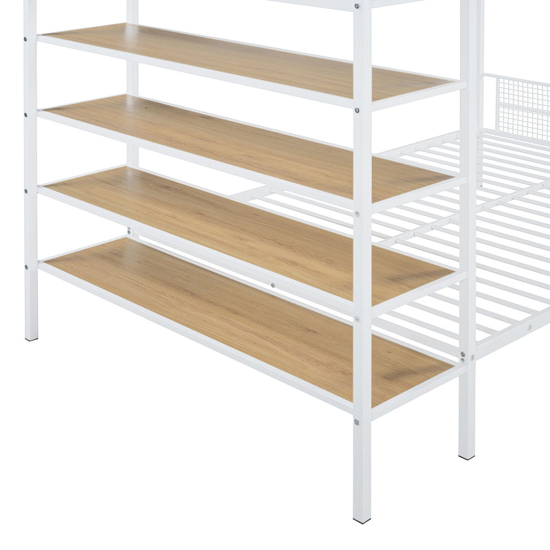 Bunk Bed With 5 Tier Shelves