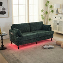 Chenille 2 Seater Sofa With LED Light, USB Charging Port, And Storage Bag