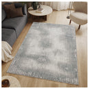 Geometrix - 5'3" X 7'3" Area Rug, Geometric 3D Effect - Ivory / Gray