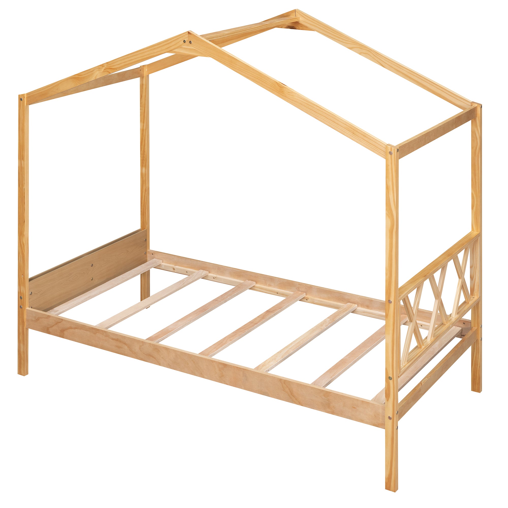 Twin Size Wood House Bed with Storage Space, Natural(OLD SKU: LP000001AAM) - Atlantic Fine Furniture Melbourne FL