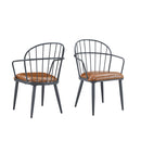 Industrial Inspired Upholstered Dining Chair Set With Metal Legs (Set of 2) - Brown