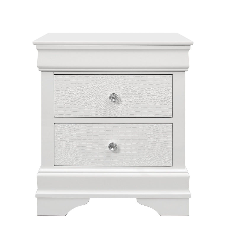 Shaker - 5 Pieces Bedroom Set With Crystal Inspired Tufted Headboard And LED Lighting