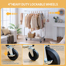 Heavy Duty Double Clothing Garment Rack With Shelves - Silver