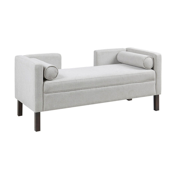 Upholstered Accent Bench With Open Back - Gray