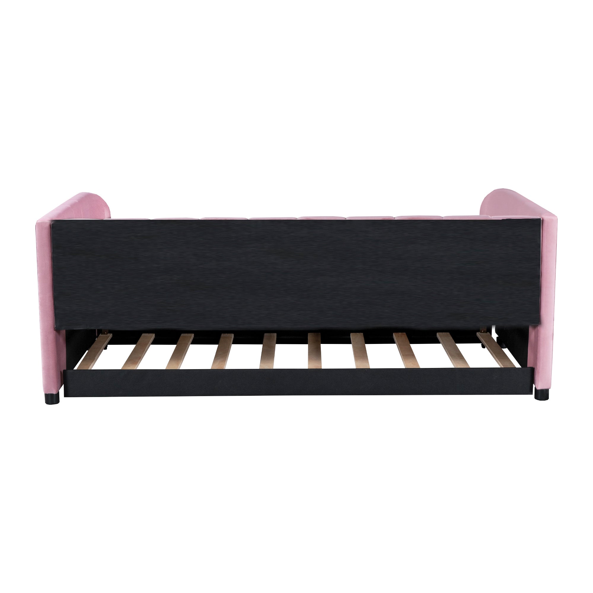 Twin Size Upholstered Daybed with Ergonomic Design Backrest and Trundle, Pink - Atlantic Fine Furniture Melbourne FL