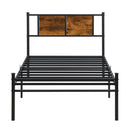 Modern Metal Bedframe With Headboard, Durable Steel Structure