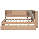 L-Shaped Daybed Corner Bed Under Bed Drawers With Storage Bookcase And Upholstered Headboard And USB Charging Ports