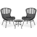 Cowan - Outdoor Wicker And Glass 3 Piece Chat Set With Cushions - Gray