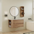 Modern Wall Mounted Bathroom Vanity With Ceramic Sink And Storage Rack, 2 Soft Close Drawers
