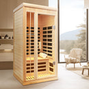 Deluxe Version Plus 1 Person Far Infrared Hemlock Sauna Room With LED Colour Lights - Natural