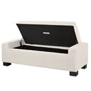 Textured Boucle Ottoman Bench With Hinged Lid For Seating And Storage - Beige