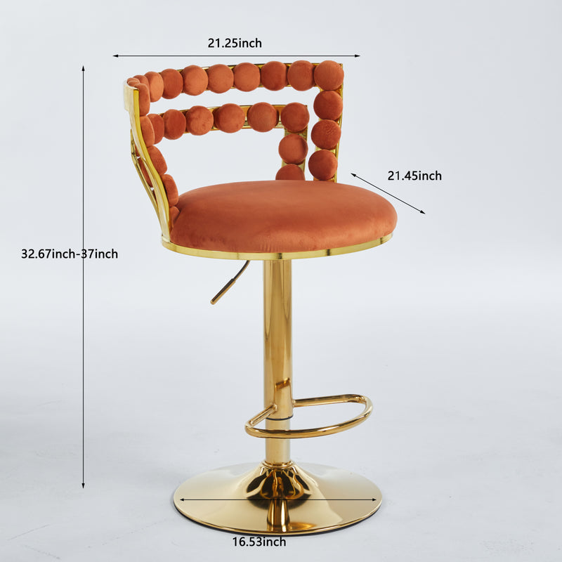 Modern Bar Chair With Iron Tube Legs, Soft Cushions And Comfortable Backrest, Suitable For Dining Room, Living Room, Cafe, Hairball Back, Bar Stool