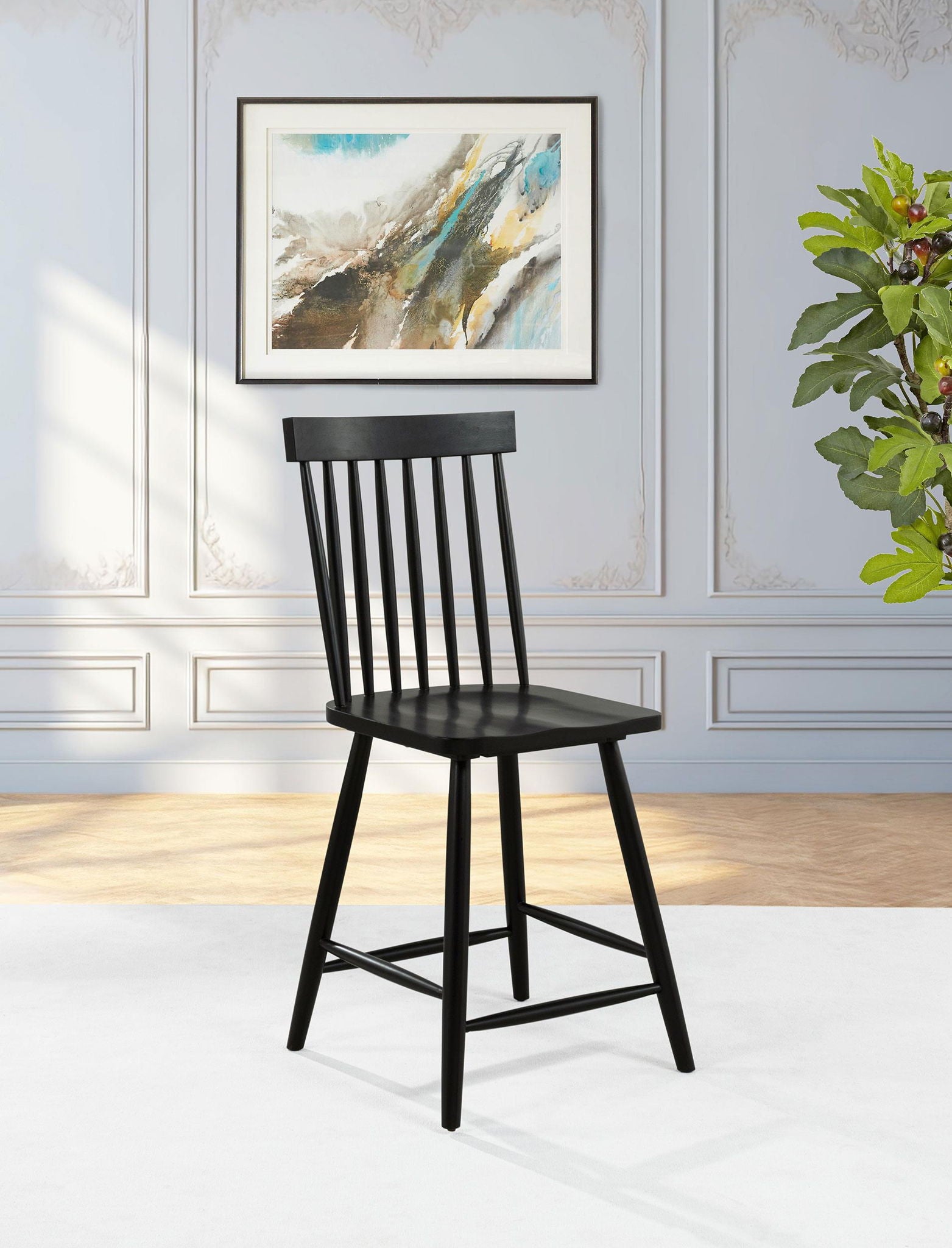 Andrews Windsor Counter Height Dining Side Chair Black (Set of 2) - Atlantic Fine Furniture Melbourne FL