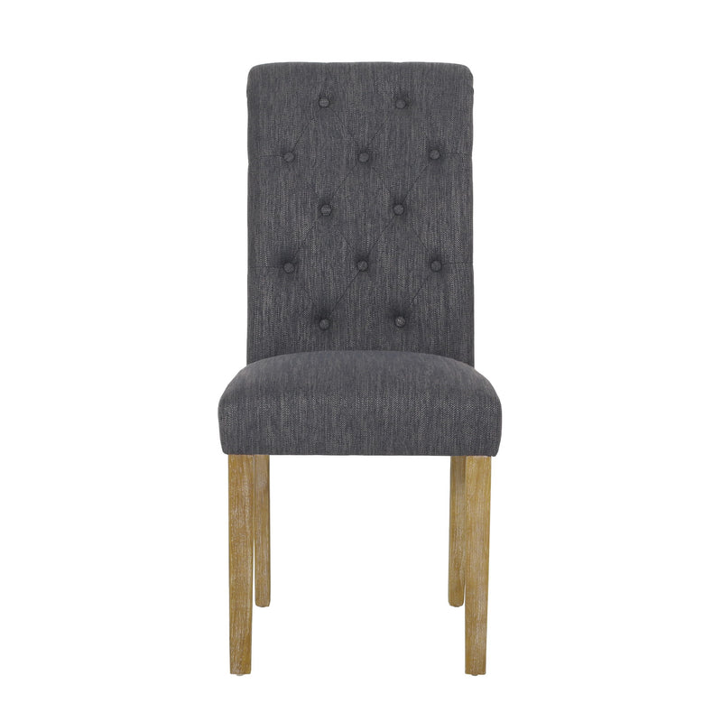 Contemporary Dining Chair (Set of 2) With Button Tufted Design - Charcoal