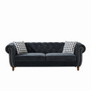 Chesterfield 3 And 2 Seater Velvet Upholstery Sofa With Roll Armrest & Nailhead Fabric Couch