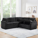 Modern L Shaped Sectional Sofa Bed With Hidden Storage Chenille Upholstery