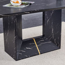 Modern Dining Table With Marbled Design For Luxurious Elegance - Black