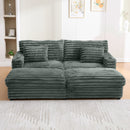 Plush Oversized Double Chaise Lounge Sofa Bed With USB Ports And Cup Holders