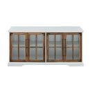 Modern Farmhouse Two Tone Windowpane Glass Door TV Stand For TVs Up To 65"