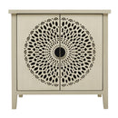 Hollow Carved 2 Door Accent Cabinet Sideboard Buffet Storage Cabinet With Adjustable Shelf For Entryway Living Room Bedroom - Natural